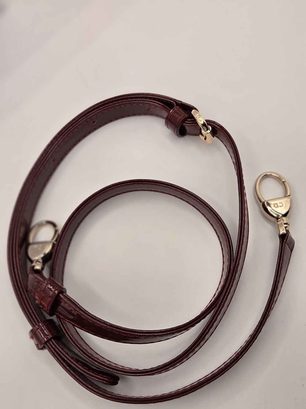 Authentic Christian Dior Mini Lady Dior Bag - Burgundy Patent Cannage GHW - Picture 13 of 16